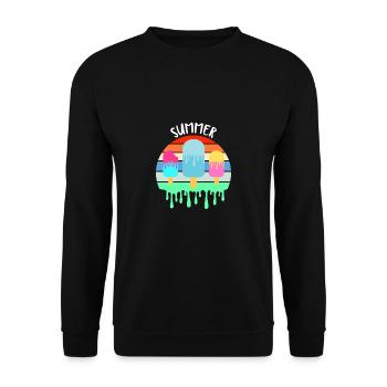 Schmelzendes Eis Heißer Sommerurlaub Retro Vintag - Unisex Pullover - Schwarz - Vorne - Alina (178cm) & Michal (187cm)