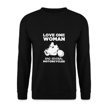 Love One Woman And Several Motorcycles Motorcycle - Unisex Sweatshirt - black - Front - Alina (178cm) & Michal (187cm)