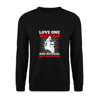 Love One Woman And Several Motorcycles Motorcycle - Unisex Sweatshirt - black - Front - Alina (178cm) & Michal (187cm)