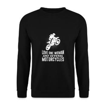 Love One Woman And Several Motorcycles Motorcycle - Unisex Sweatshirt - black - Front - Alina (178cm) & Michal (187cm)