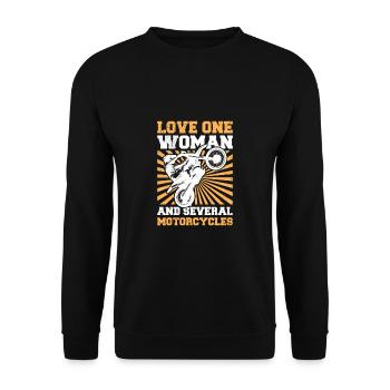 Love One Woman And Several Motorcycles Motorcycle - Unisex Sweatshirt - black - Front - Alina (178cm) & Michal (187cm)