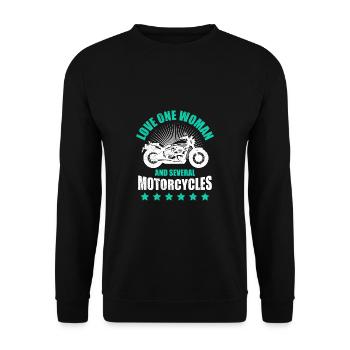 Love One Woman And Several Motorcycles Motorcycle - Unisex Sweatshirt - black - Front - Alina (178cm) & Michal (187cm)