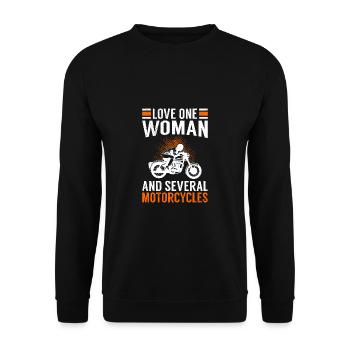 Love One Woman And Several Motorcycles Motorcycle - Unisex Sweatshirt - black - Front - Alina (178cm) & Michal (187cm)