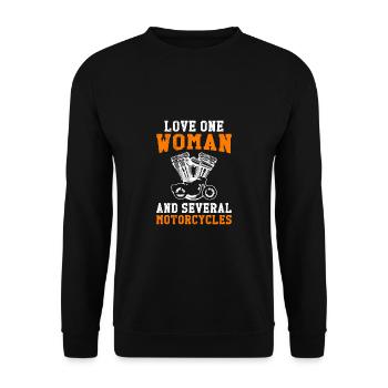 Love One Woman And Several Motorcycles Motorcycle - Unisex Sweatshirt - black - Front - Alina (178cm) & Michal (187cm)