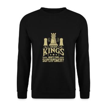 I Can Beat Kings What's Your Superpower Schach - Unisex Pullover - Schwarz - Vorne - Alina (178cm) & Michal (187cm)