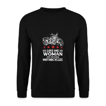 Love One Woman And Several Motorcycles Motorcycle - Unisex Sweatshirt - black - Front - Alina (178cm) & Michal (187cm)