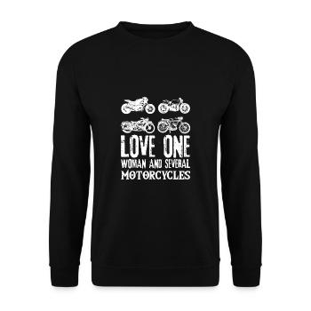 Love One Woman And Several Motorcycles Motorcycle - Unisex Sweatshirt - black - Front - Alina (178cm) & Michal (187cm)