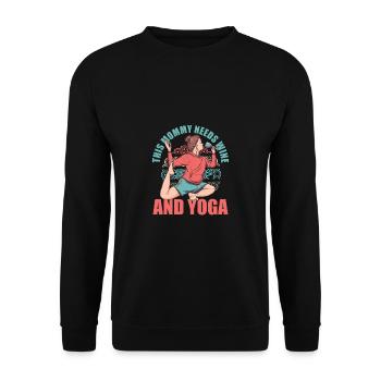 Yoga Mama Braucht Wein Mutter Weinliebhaber - Unisex Pullover - Schwarz - Vorne - Alina (178cm) & Michal (187cm)