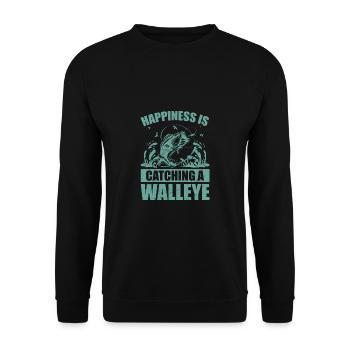 Zander Pike Fishing Anglers - Unisex Sweatshirt - black - Front - Alina (178cm) & Michal (187cm)
