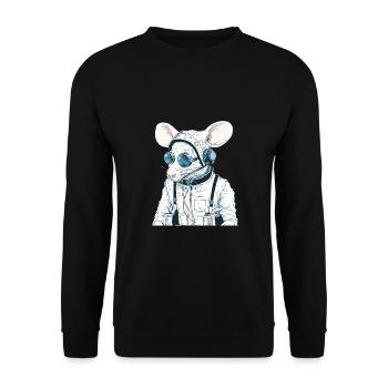 Maus, Gaming, Pilot, Nerd, Funny, Laborratte Ratte - Unisex Pullover - Schwarz - Vorne - Alina (178cm) & Michal (187cm)