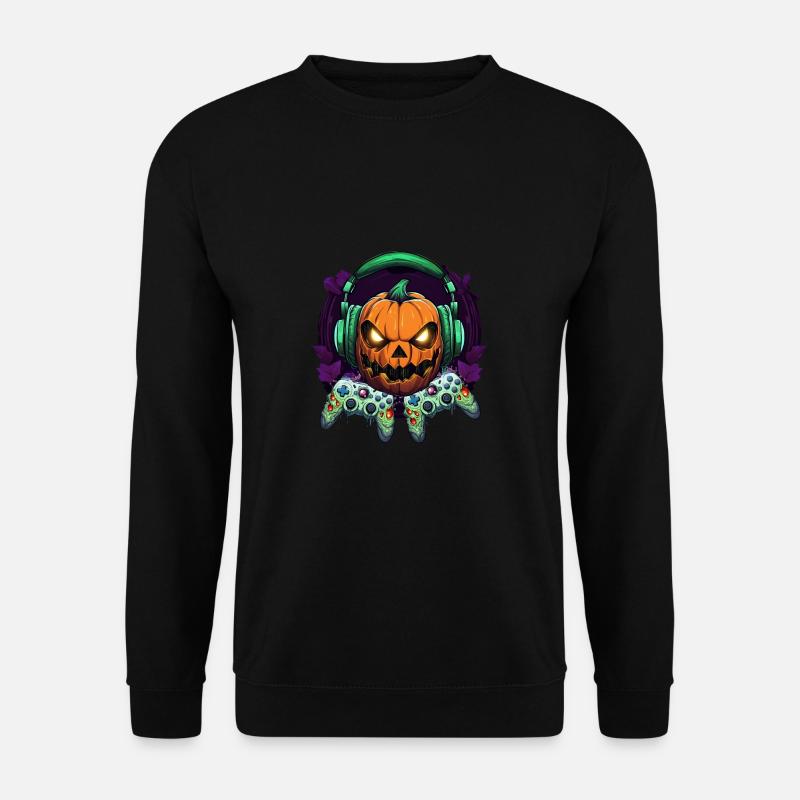 Halloween Kürbis Gamepad Gamer - Unisex Pullover - Schwarz