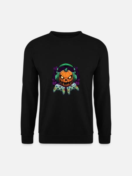 Halloween Gamer Kürbis Controller - Unisex Pullover - Schwarz