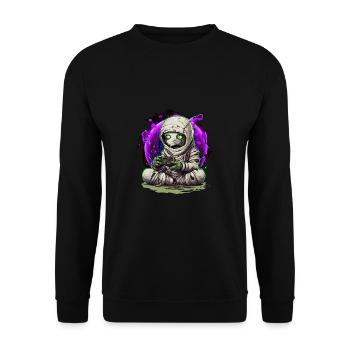 Gaming Halloween Zombie Mummy with Controller Gamer - Unisex Sweatshirt - black - Front - Alina (178cm) & Michal (187cm)