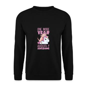 Axolotl Geburtstagsfeier - Unisex Pullover - Schwarz - Vorne - Alina (178cm) & Michal (187cm)