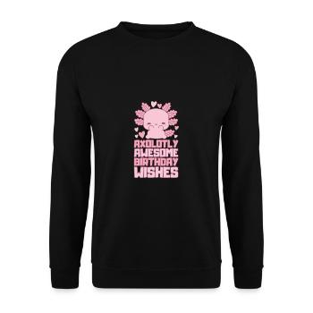 Axolotl Geburtstagsfeier - Unisex Pullover - Schwarz - Vorne - Alina (178cm) & Michal (187cm)