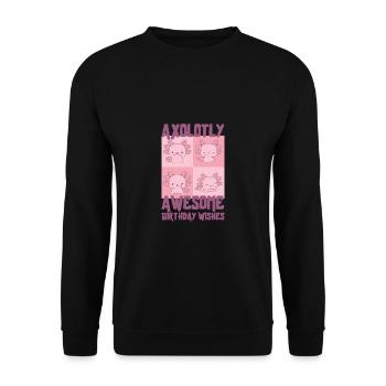 Axolotl Geburtstagsfeier - Unisex Pullover - Schwarz - Vorne - Alina (178cm) & Michal (187cm)