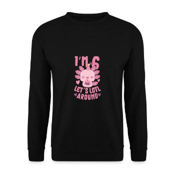 Axolotl Geburtstagsfeier - Unisex Pullover - Schwarz - Vorne - Alina (178cm) & Michal (187cm)
