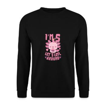 Axolotl Geburtstagsfeier - Unisex Pullover - Schwarz - Vorne - Alina (178cm) & Michal (187cm)