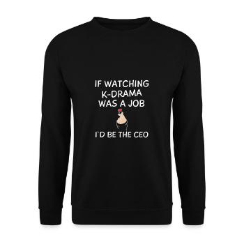 K-Drama Liebhaber Lustig KDrama Mutter - Unisex Pullover - Schwarz - Vorne - Alina (178cm) & Michal (187cm)