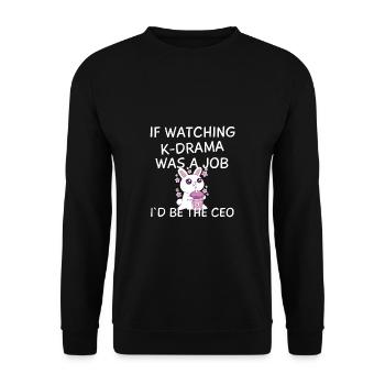 K-Drama Liebhaber Lustig KDrama Mutter - Unisex Pullover - Schwarz - Vorne - Alina (178cm) & Michal (187cm)
