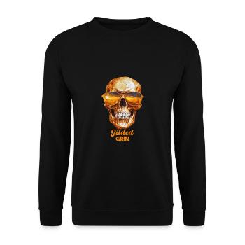Gilded Grin, Skull, Gold, Skeleton, Gift - Unisex Sweatshirt - black - Front - Alina (178cm) & Michal (187cm)