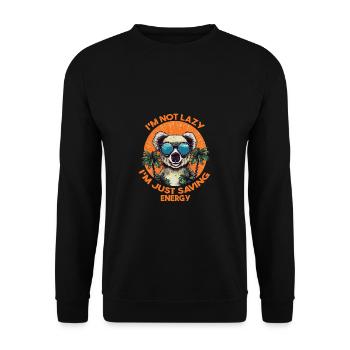Koala, Energy Saving, Not Lazy, Gift - Unisex Sweatshirt - black - Front - Alina (178cm) & Michal (187cm)