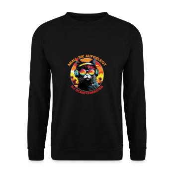 Katze, DJ Katze, Tierliebhaber, Geschenk, Musik - Unisex Pullover - Schwarz - Vorne - Alina (178cm) & Michal (187cm)