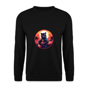 Gitarren Musik Katze Geschenk - Unisex Pullover - Schwarz - Vorne - Alina (178cm) & Michal (187cm)