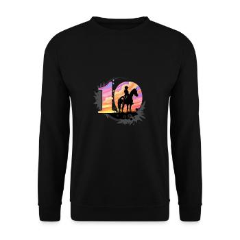 10. Geburtstag Pferde Reiten 10 Jahre Mädchen - Unisex Pullover - Schwarz - Vorne - Alina (178cm) & Michal (187cm)