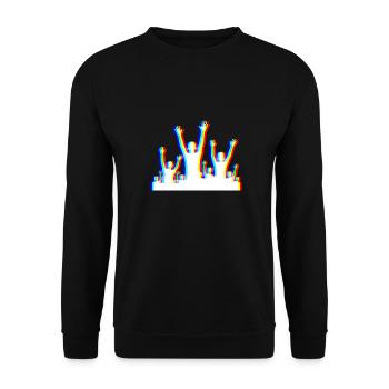 Glitch Party – Festival Style - Unisex Pullover - Schwarz - Vorne - Alina (178cm) & Michal (187cm)