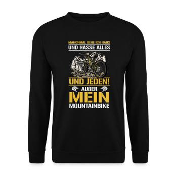 Mountainbiker Hasse jeden Außer mein Mountainbike - Unisex Pullover - Schwarz - Vorne - Alina (178cm) & Michal (187cm)