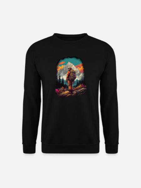 Wandern in den Bergen und frischer Bergluft - Unisex Pullover - Schwarz
