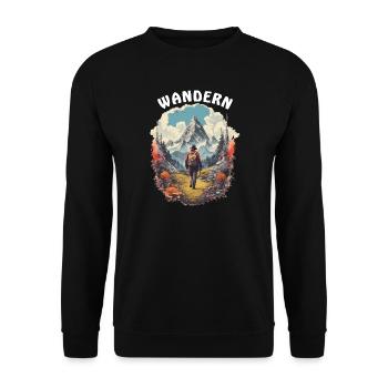 Wandern Ziel die Alpenüberquerung - Unisex Pullover - Schwarz - Vorne - Alina (178cm) & Michal (187cm)