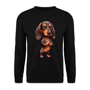 Dackel Dackelbesitzer Dackelliebhaber Dachshund - Unisex Pullover - Schwarz - Vorne - Alina (178cm) & Michal (187cm)
