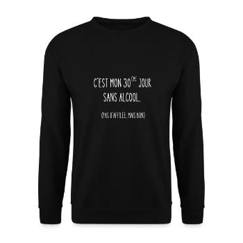 30 ème jour sans alcool - Sweat-shirt Unisexe - noir - Devant - Alina (178cm) & Michal (187cm)
