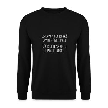 comment c'était en 1980 - Sweat-shirt Unisexe - noir - Devant - Alina (178cm) & Michal (187cm)