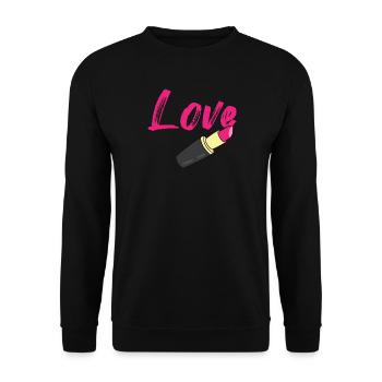 Lipstick - Love written in lipstick - Unisex Sweatshirt - black - Front - Alina (178cm) & Michal (187cm)