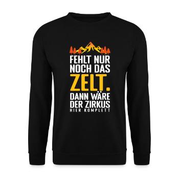 Fehlt nur noch das ZELT, Der zirkus HIER KOMPLETT. - Unisex Pullover - Schwarz - Vorne - Alina (178cm) & Michal (187cm)