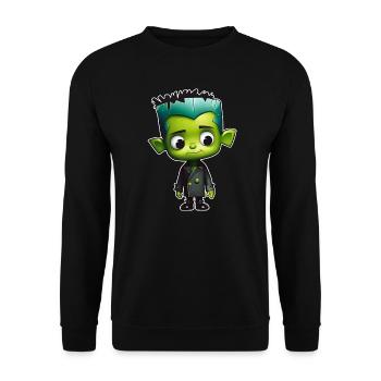 Cute green monster - Unisex Sweatshirt - black - Front - Alina (178cm) & Michal (187cm)