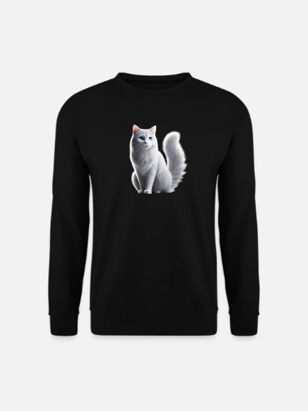 Cat White Blue Eyes - Unisex Sweatshirt - black