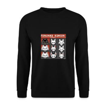Kitsun Vaporwave Japanische Kami Vaporwave Kitsune - Unisex Pullover - Schwarz - Vorne - Alina (178cm) & Michal (187cm)