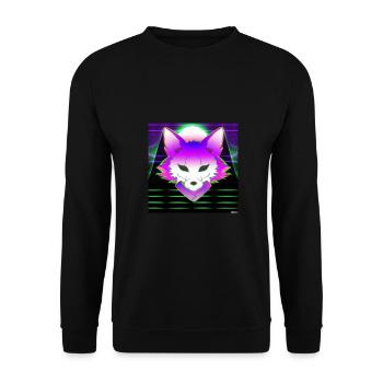 Kitsun Vaporwave Japanische Kami Vaporwave Kitsune - Unisex Pullover - Schwarz - Vorne - Alina (178cm) & Michal (187cm)