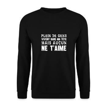 plein de gens vivent dans ma tête - Sweat-shirt Unisexe - noir - Devant - Alina (178cm) & Michal (187cm)