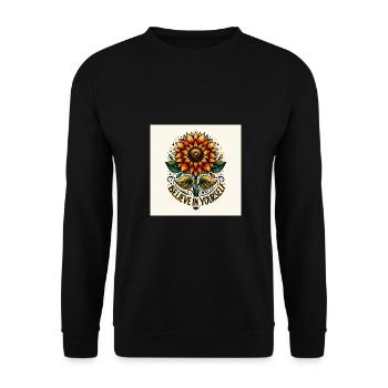 Tournesol en fleurs, croyez en vous - Sweat-shirt Unisexe - noir - Devant - Alina (178cm) & Michal (187cm)
