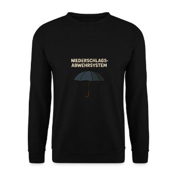 Lustiger Wetter Spruch Regenschutz Regenschirm - Unisex Pullover - Schwarz - Vorne - Alina (178cm) & Michal (187cm)