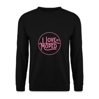 Ich liebe mein Moped Fahrerin Mofa Mopedfahrer - Unisex Pullover - Schwarz - Vorne - Alina (178cm) & Michal (187cm)