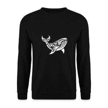 Eleganter Gewaltiger Wal Tribal Tattoo Style - Unisex Pullover - Schwarz - Vorne - Alina (178cm) & Michal (187cm)