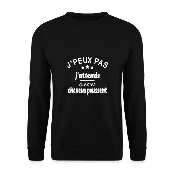 J'peux pas j'attends que mes cheveux poussent - Sweat-shirt Unisexe - noir - Devant - Alina (178cm) & Michal (187cm)