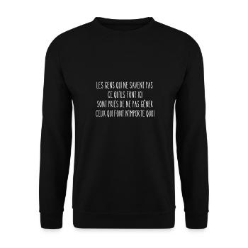 les gens qui ne savent pas ce qu'ils font ici - Sweat-shirt Unisexe - noir - Devant - Alina (178cm) & Michal (187cm)