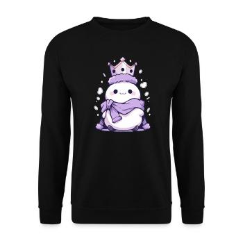 Süßer Weihnachts Schneemann - Festtags-Design - Unisex Pullover - Schwarz - Vorne - Alina (178cm) & Michal (187cm)